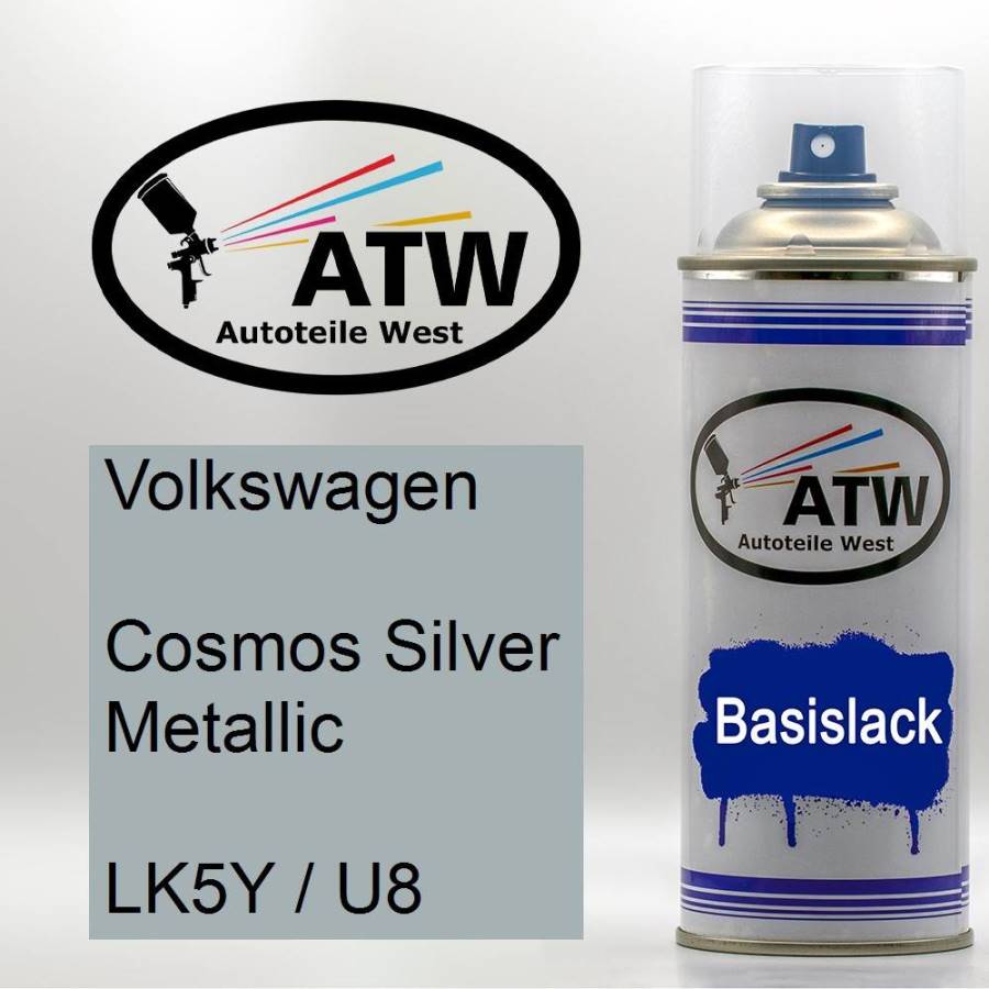 Volkswagen, Cosmos Silver Metallic, LK5Y / U8: 400ml Sprühdose, von ATW Autoteile West.